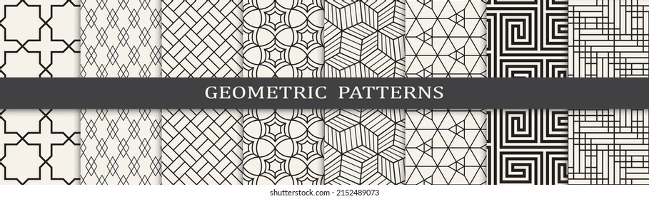 Set of geometric seamless patterns. Abstract geometric graphic design simple pattern. Seamless geometric lines pattern.