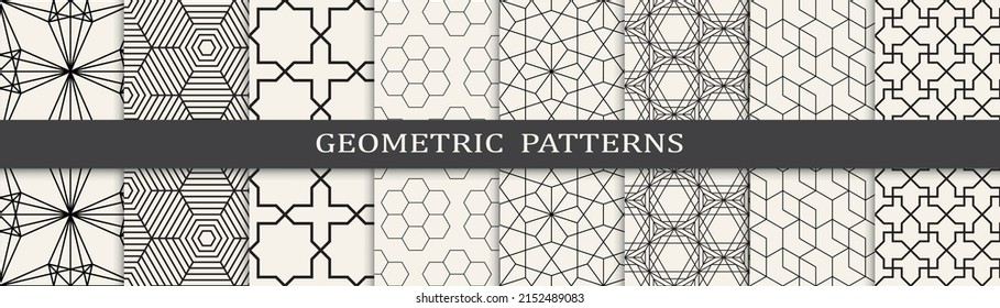 Set of geometric seamless patterns. Abstract geometric graphic design simple pattern. Seamless geometric lines pattern.