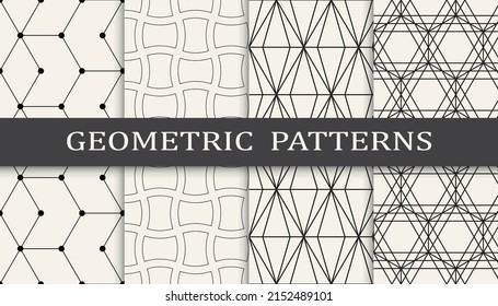 Set of geometric seamless patterns. Abstract geometric graphic design simple pattern. Seamless geometric lines pattern.