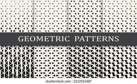Set of geometric seamless patterns. Abstract geometric graphic design simple pattern. Seamless geometric halftone pattern.