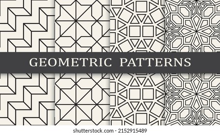 Set of geometric seamless patterns. Abstract geometric graphic design simple pattern. Seamless geometric lines pattern.