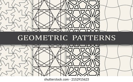 Set of geometric seamless patterns. Abstract geometric graphic design simple pattern. Seamless geometric lines pattern.