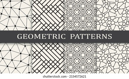 Set of geometric seamless patterns. Abstract geometric graphic design simple pattern. Seamless geometric lines pattern.