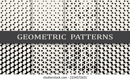 Set of geometric seamless patterns. Abstract geometric graphic design simple pattern. Seamless geometric halftone pattern.
