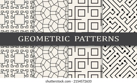 Set of geometric seamless patterns. Abstract geometric graphic design simple pattern. Seamless geometric lines pattern.
