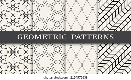 Set of geometric seamless patterns. Abstract geometric graphic design simple pattern. Seamless geometric lines pattern.