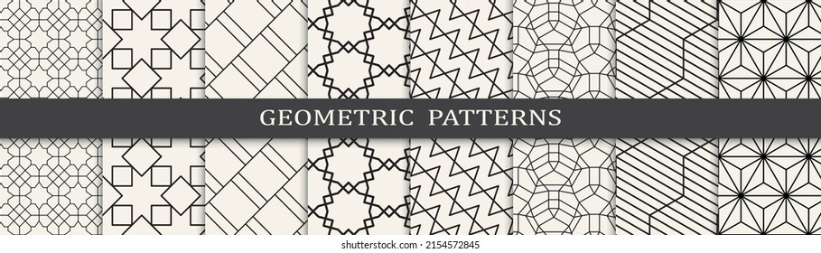 Set of geometric seamless patterns. Abstract geometric graphic design simple pattern. Seamless geometric lines pattern.