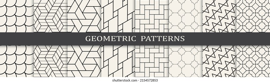 Set of geometric seamless patterns. Abstract geometric graphic design simple pattern. Seamless geometric lines pattern.