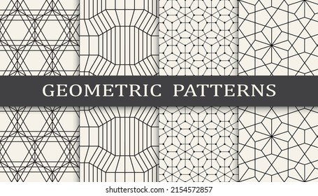 Set of geometric seamless patterns. Abstract geometric graphic design simple pattern. Seamless geometric lines pattern.