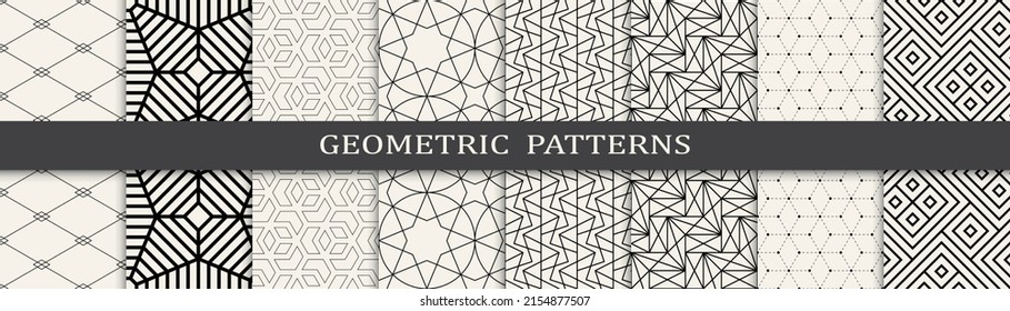 Set of geometric seamless patterns. Abstract geometric graphic design simple pattern. Seamless geometric lines pattern.