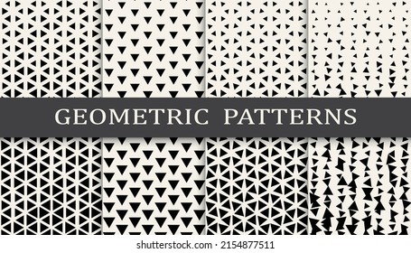 Set of geometric seamless patterns. Abstract geometric graphic design simple pattern. Seamless geometric halftone pattern.