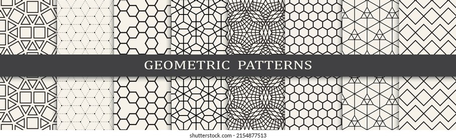 Set of geometric seamless patterns. Abstract geometric graphic design simple pattern. Seamless geometric lines pattern.