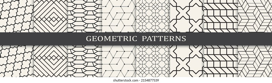 Set of geometric seamless patterns. Abstract geometric graphic design simple pattern. Seamless geometric lines pattern.