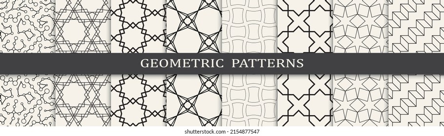 Set of geometric seamless patterns. Abstract geometric graphic design simple pattern. Seamless geometric lines pattern.