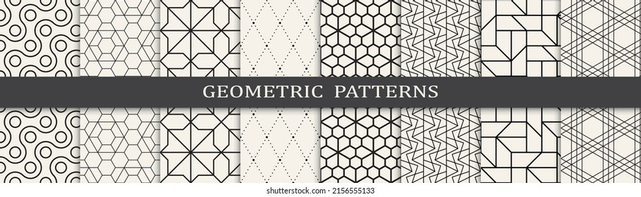 Set of geometric seamless patterns. Abstract geometric graphic design simple pattern. Seamless geometric lines pattern.
