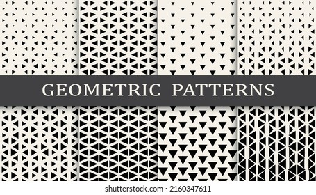 Set of geometric seamless patterns. Abstract geometric graphic design simple pattern. Seamless geometric halftone pattern.