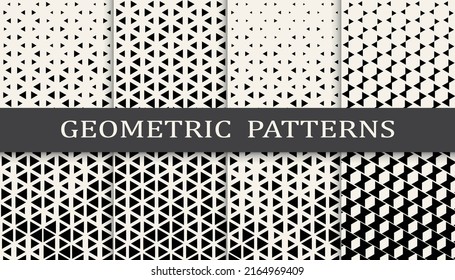 Set of geometric seamless patterns. Abstract geometric graphic design simple pattern. Seamless geometric halftone pattern.