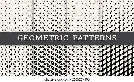Set of geometric seamless patterns. Abstract geometric graphic design simple pattern. Seamless geometric halftone pattern.