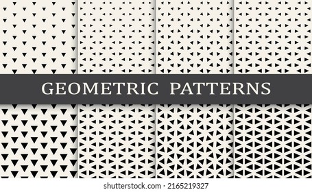 Set of geometric seamless patterns. Abstract geometric graphic design simple pattern. Seamless geometric halftone pattern.