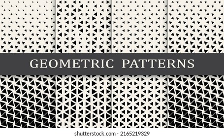 Set of geometric seamless patterns. Abstract geometric graphic design simple pattern. Seamless geometric halftone pattern.