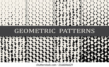 Set of geometric seamless patterns. Abstract geometric graphic design simple pattern. Seamless geometric halftone pattern.