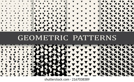 Set of geometric seamless patterns. Abstract geometric graphic design simple pattern. Seamless geometric halftone pattern.