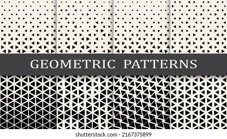 Set of geometric seamless patterns. Abstract geometric graphic design simple pattern. Seamless geometric halftone pattern.