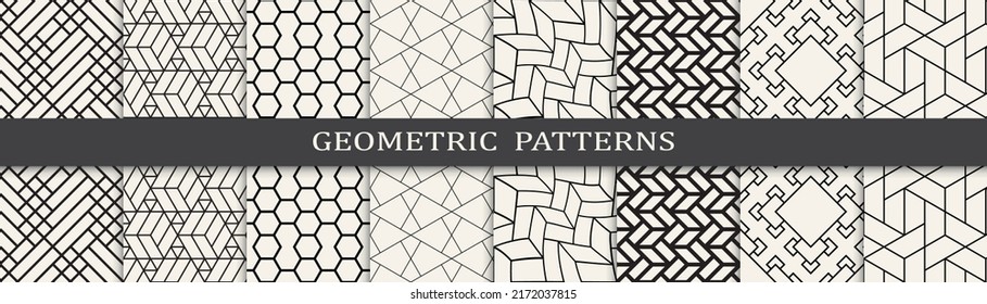 Set of geometric seamless patterns. Abstract geometric graphic design simple pattern. Seamless geometric lines pattern.
