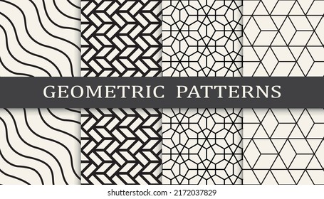 Set of geometric seamless patterns. Abstract geometric graphic design simple pattern. Seamless geometric lines pattern.