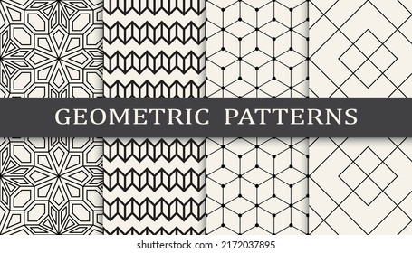 Set of geometric seamless patterns. Abstract geometric graphic design simple pattern. Seamless geometric lines pattern.