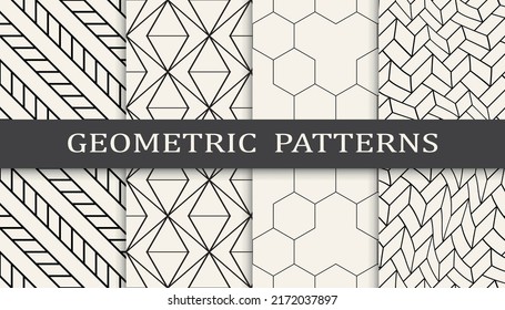 Set of geometric seamless patterns. Abstract geometric graphic design simple pattern. Seamless geometric lines pattern.