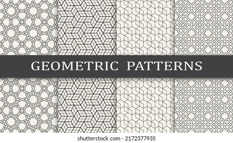 Set of geometric seamless patterns. Abstract geometric graphic design simple pattern. Seamless geometric lines pattern.