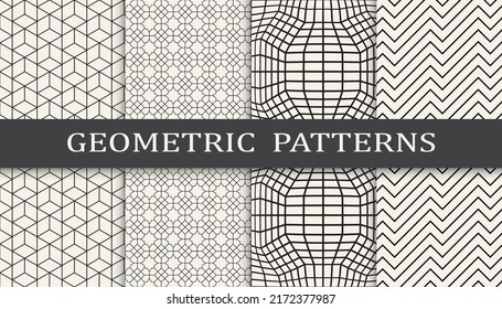 Set of geometric seamless patterns. Abstract geometric graphic design simple pattern. Seamless geometric lines pattern.