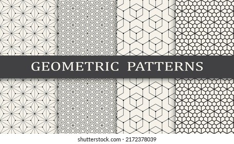 Set of geometric seamless patterns. Abstract geometric graphic design simple pattern. Seamless geometric lines pattern.