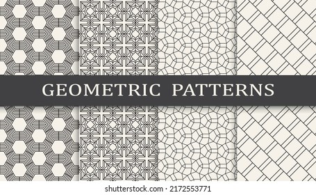 Set of geometric seamless patterns. Abstract geometric graphic design simple pattern. Seamless geometric lines pattern.