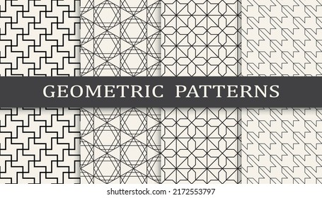 Set of geometric seamless patterns. Abstract geometric graphic design simple pattern. Seamless geometric lines pattern.