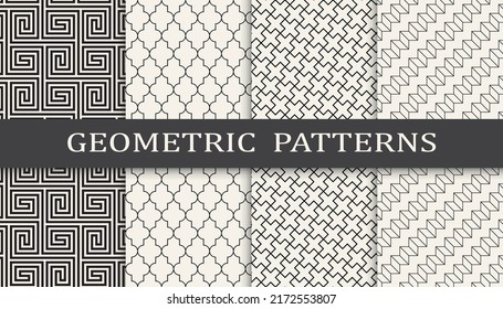 Set of geometric seamless patterns. Abstract geometric graphic design simple pattern. Seamless geometric lines pattern.