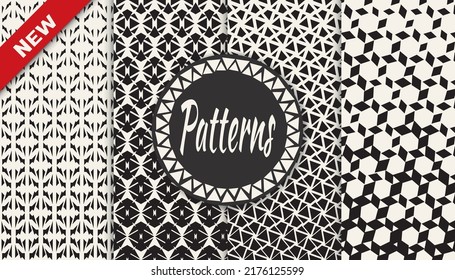 Set of geometric seamless patterns. Abstract geometric graphic design simple pattern. Seamless geometric halftone pattern.