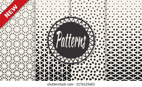 Set of geometric seamless patterns. Abstract geometric graphic design simple pattern. Seamless geometric halftone pattern.