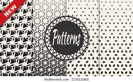 Set of geometric seamless patterns. Abstract geometric graphic design simple pattern. Seamless geometric halftone pattern.