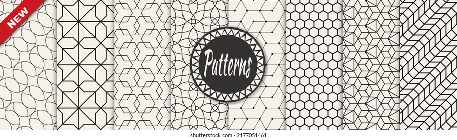 Set of geometric seamless patterns. Abstract geometric graphic design simple pattern. Seamless geometric lines pattern.