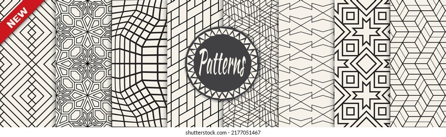 Set of geometric seamless patterns. Abstract geometric graphic design simple pattern. Seamless geometric lines pattern.
