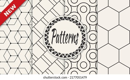 Set of geometric seamless patterns. Abstract geometric graphic design simple pattern. Seamless geometric lines pattern.