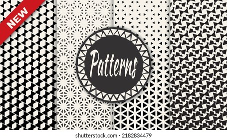 Set of geometric seamless patterns. Abstract geometric graphic design simple pattern. Seamless geometric halftone pattern.