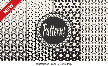 Set of geometric seamless patterns. Abstract geometric graphic design simple pattern. Seamless geometric halftone pattern.