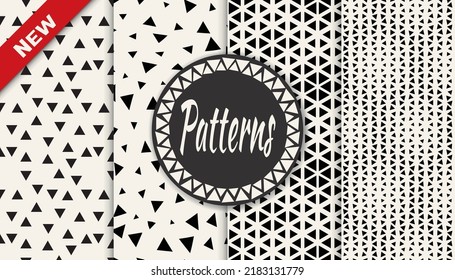 Set of geometric seamless patterns. Abstract geometric graphic design simple pattern. Seamless geometric halftone pattern.