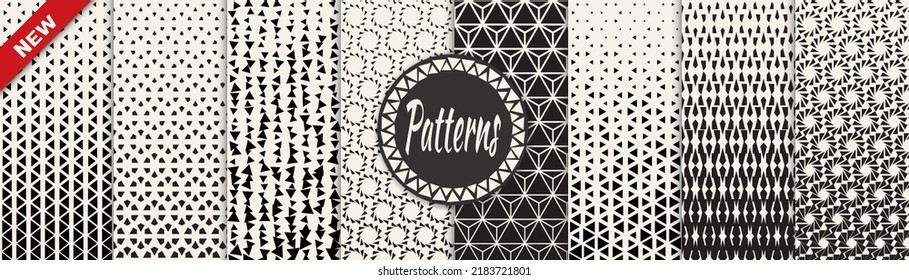 Set of geometric seamless patterns. Abstract geometric graphic design simple pattern. Seamless geometric halftone pattern.