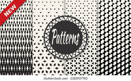 Set of geometric seamless patterns. Abstract geometric graphic design simple pattern. Seamless geometric halftone pattern.