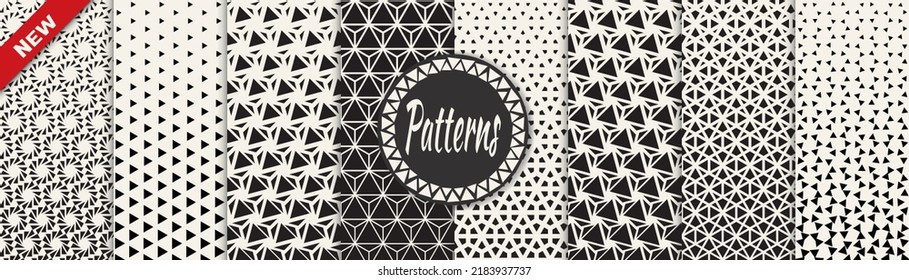 Set of geometric seamless patterns. Abstract geometric graphic design simple pattern. Seamless geometric halftone pattern.