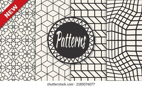 Set of geometric seamless patterns. Abstract geometric graphic design simple pattern. Seamless geometric lines pattern.